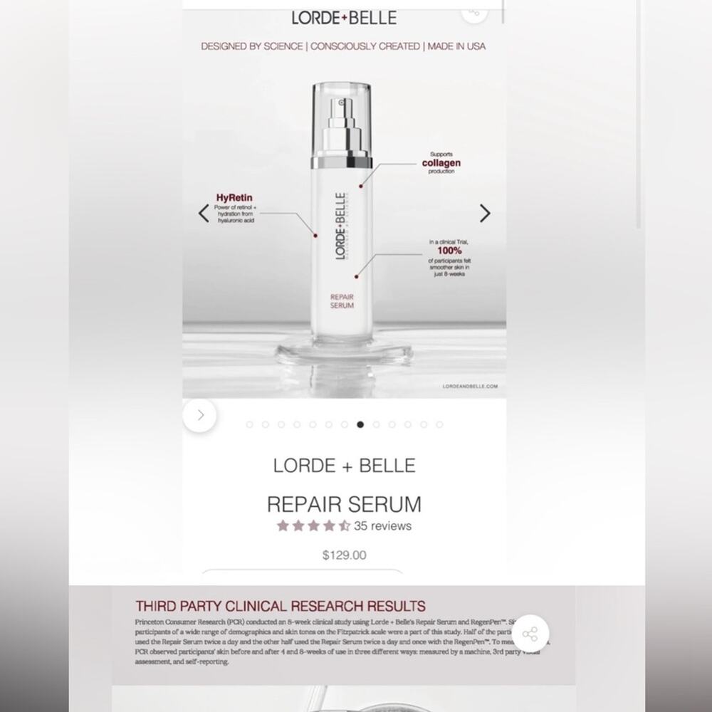 Lorde + Belle Repair Serum 1.1 oz 32ml Retinoid Hyaluronic Acid New Sealed - Picture 6 of 8
